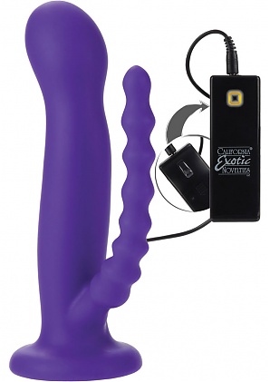 10 Function Silicone Love Rider Double Rider Strap On Dong Purple