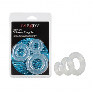 Premium Silicone Cock Ring Set - Clear